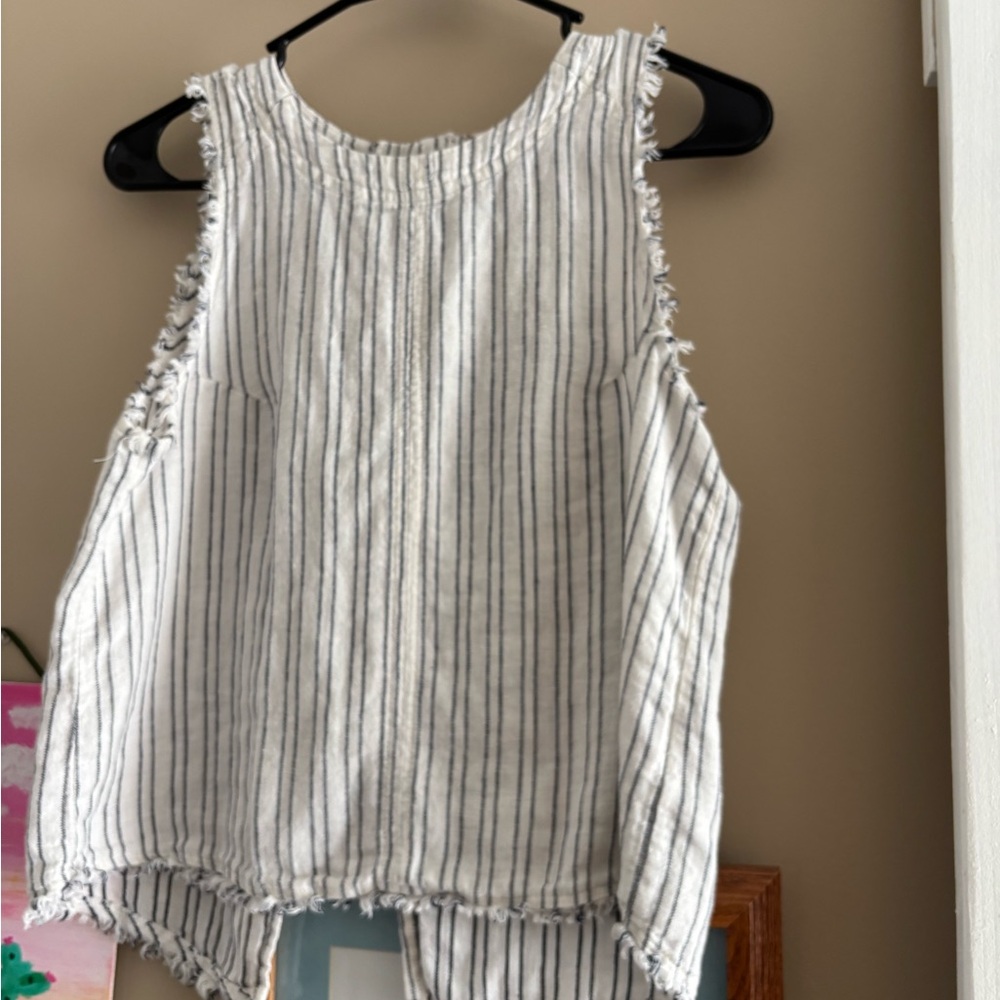 Altar'd State Ivory and Charcoal Striped Top